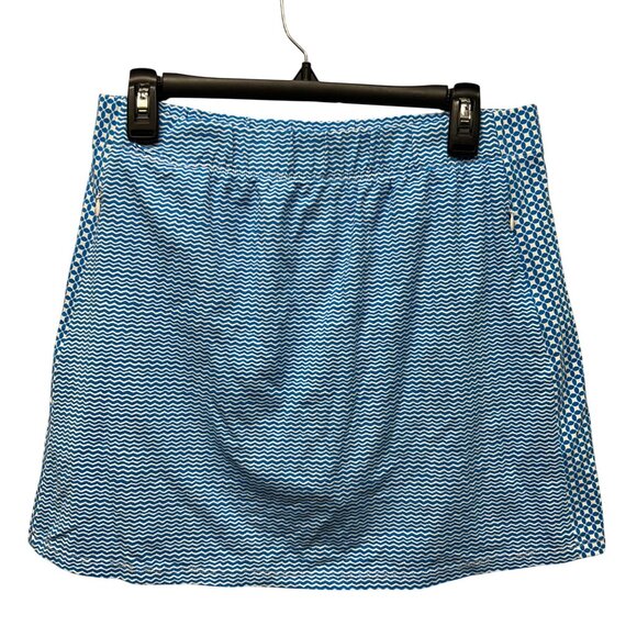 J. McLaughlin Blue White Athletic Skort With Side Pockets & Built-In Shorts  L - Picture 1 of 9